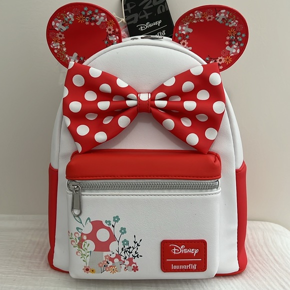 Loungefly Handbags - NWT Loungefly Disney Minnie Mouse Mushroom Floral Mini Backpack